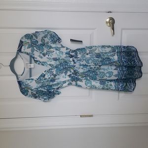 Enfocus white & green short sleeve floral dress